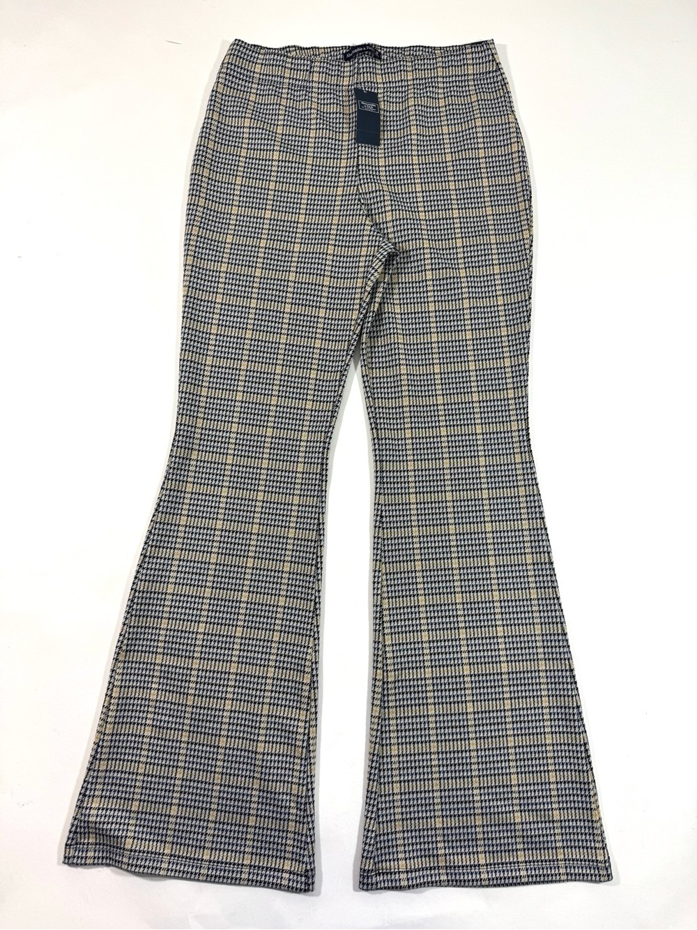 New Abercrombie Flare Pull On Plaid Pants Houndstooth Check